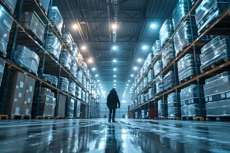 Chilled Interior of an Industrial Warehouse for Refrigerated Goods